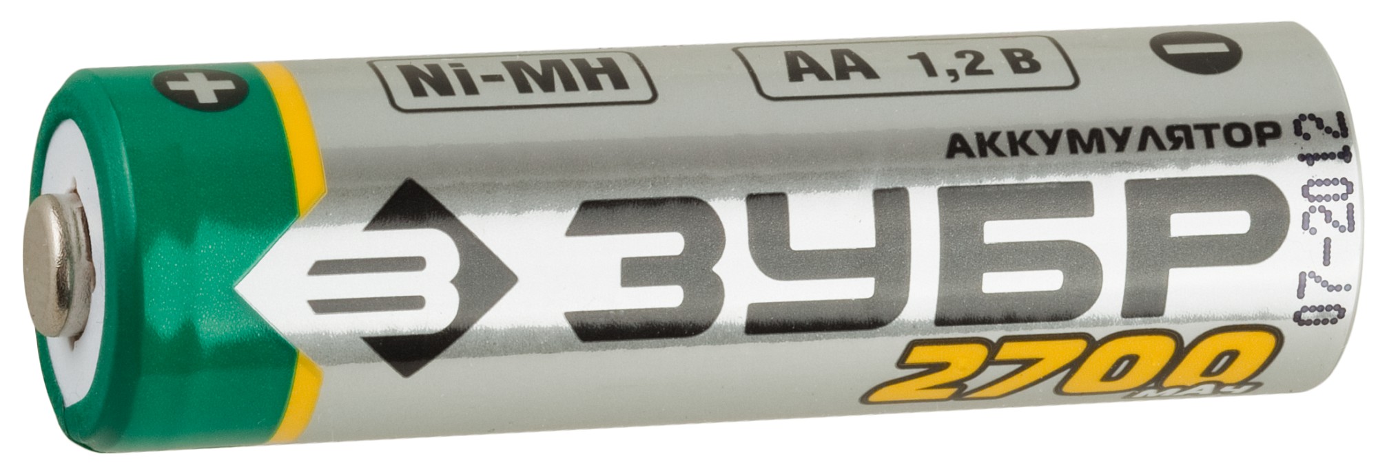 ЗУБР АА (LR6) х 4, 1.2 В, 2700 мАч, на карточке, Ni-MH аккумулятор (59275-4C)