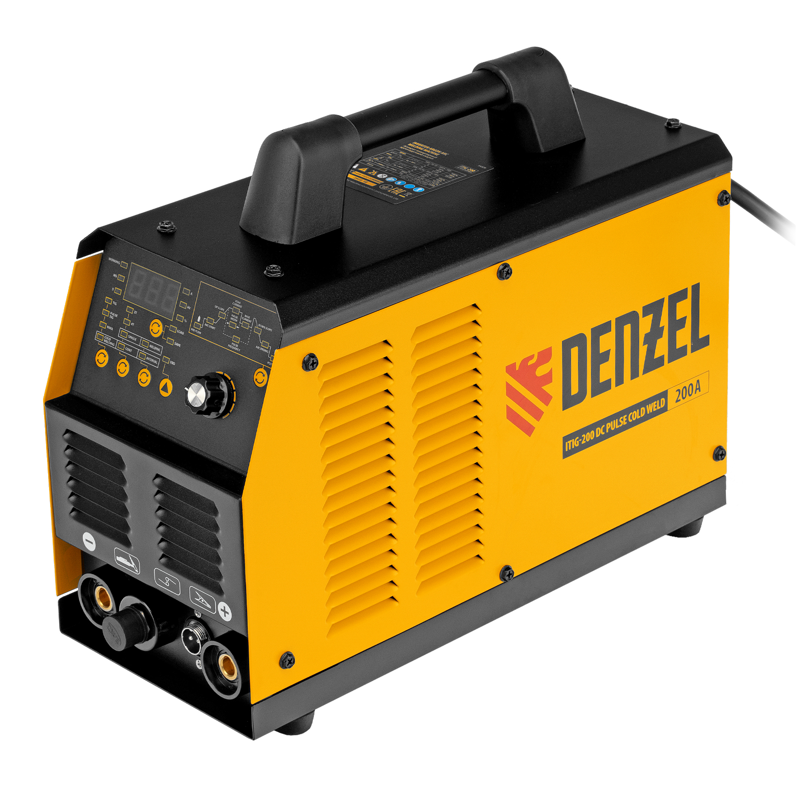 Аппарат инвертор. аргонодуговой сварки ITIG-200 DС Pulse Cold Weld, 200 А, ПВ 60% Denzel (94329)