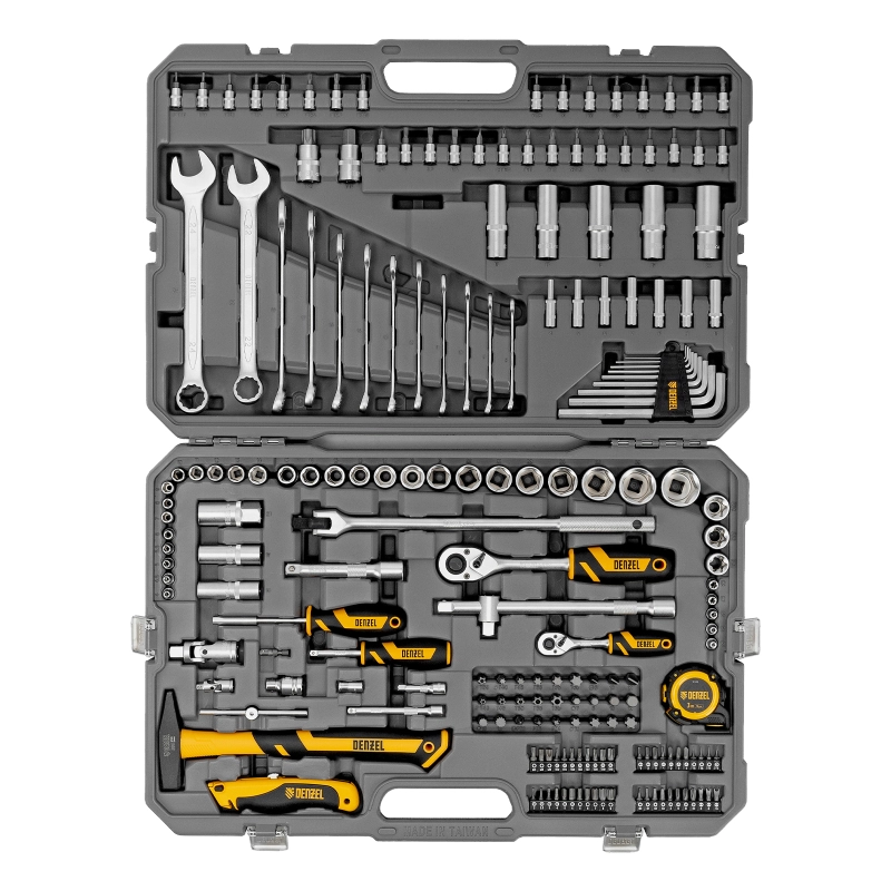 Набор инструментов, 1/2", 1/4", CrV, S2, пластиковый кейс, 194 предмета Denzel (15806)