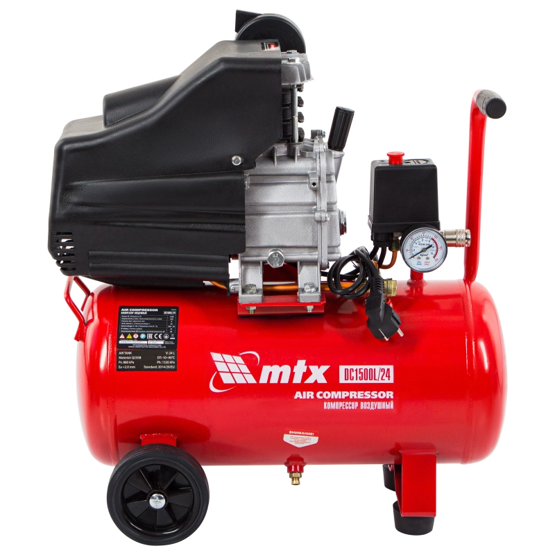 Компрессор воздушный DC1500L/24, 1,5 кВт, 24 л, 210 л/мин MTX (58003)