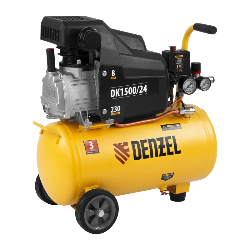 Компрессор воздушный DK1500/24, Х-PRO 1.5 кВт, 230 л/мин, 24 л Denzel (58063)
